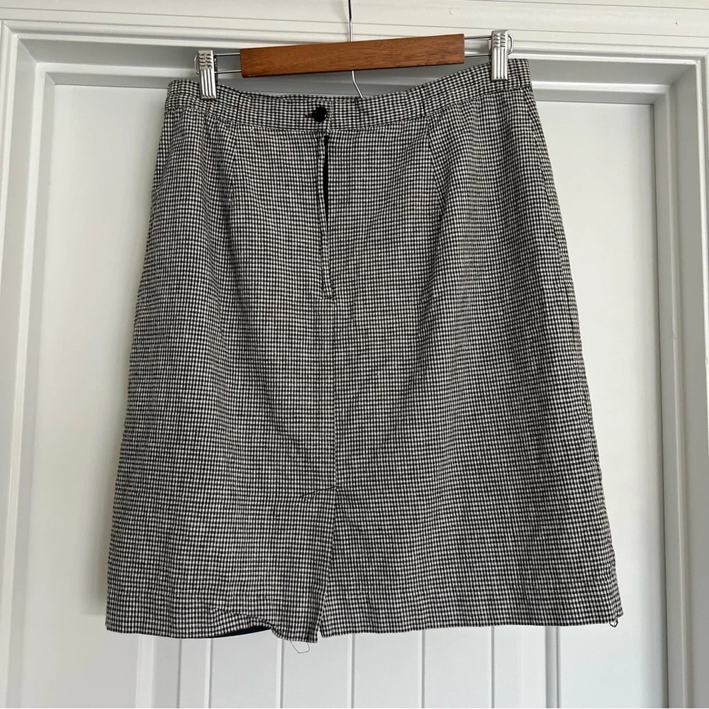 Vintage Linen Black and White Houndstooth Skirt